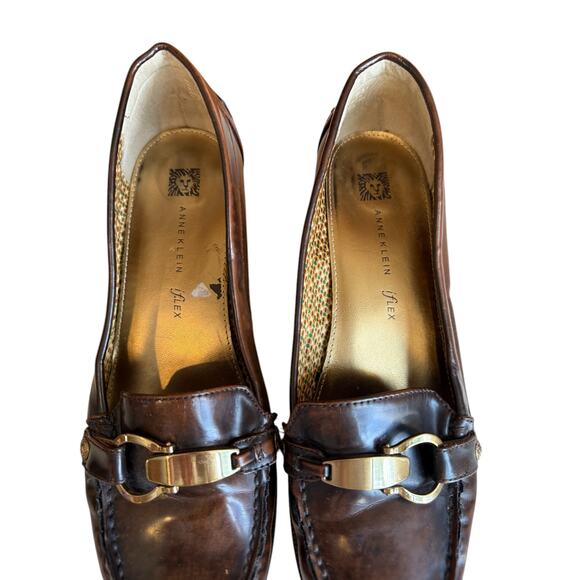 Anne Klein Flex Dagney Heeled Horsebit Loafers Brown 9.5 - Picture 5 of 9